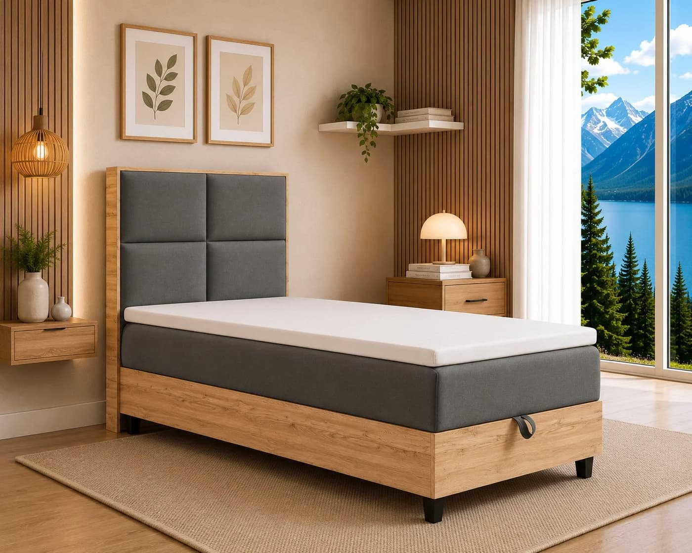 Best for Home Boxspringbett Trinity K-2 Plate mit Bettkasten & Topper grau - Bild 2