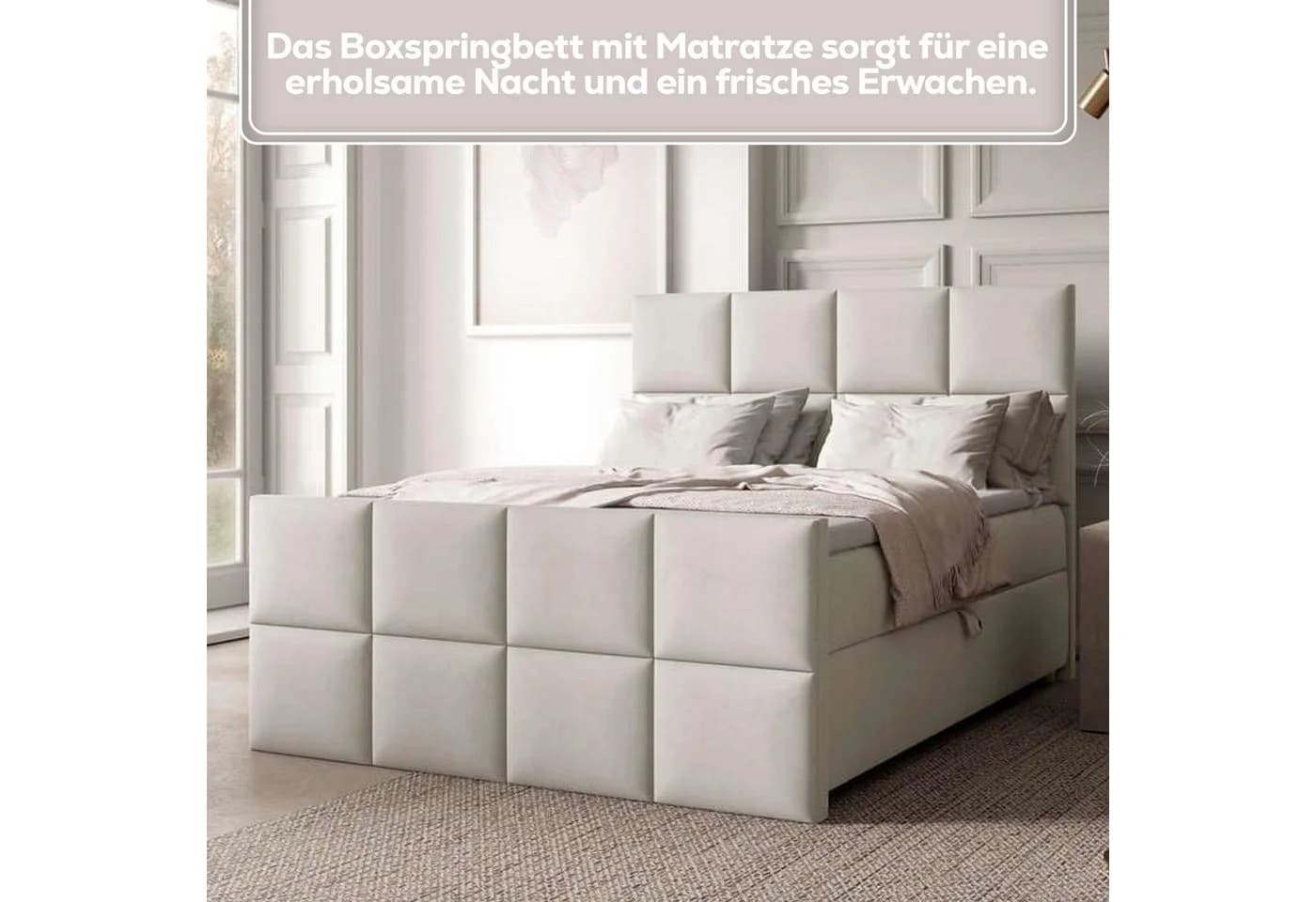 Best for Home Boxspringbett Trinity K-1 LUX Beige mit Stauraum & Topper - Bild 4