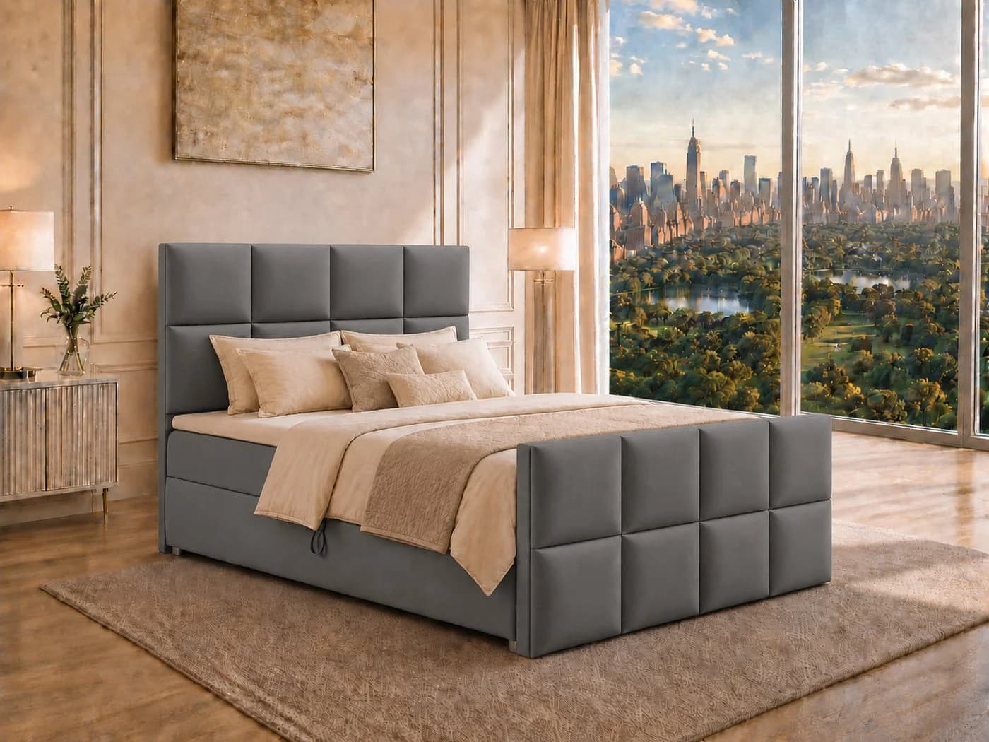 Best for Home Boxspringbett Trinity K-1 LUX Grau mit Stauraum & Topper - Bild 2