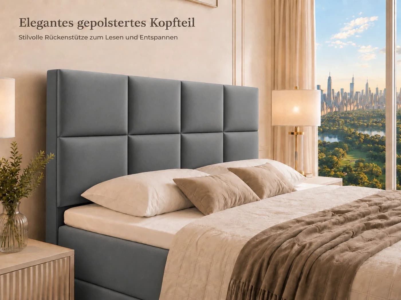 Best for Home Boxspringbett Trinity K-1 LUX Grau mit Stauraum & Topper - Bild 4