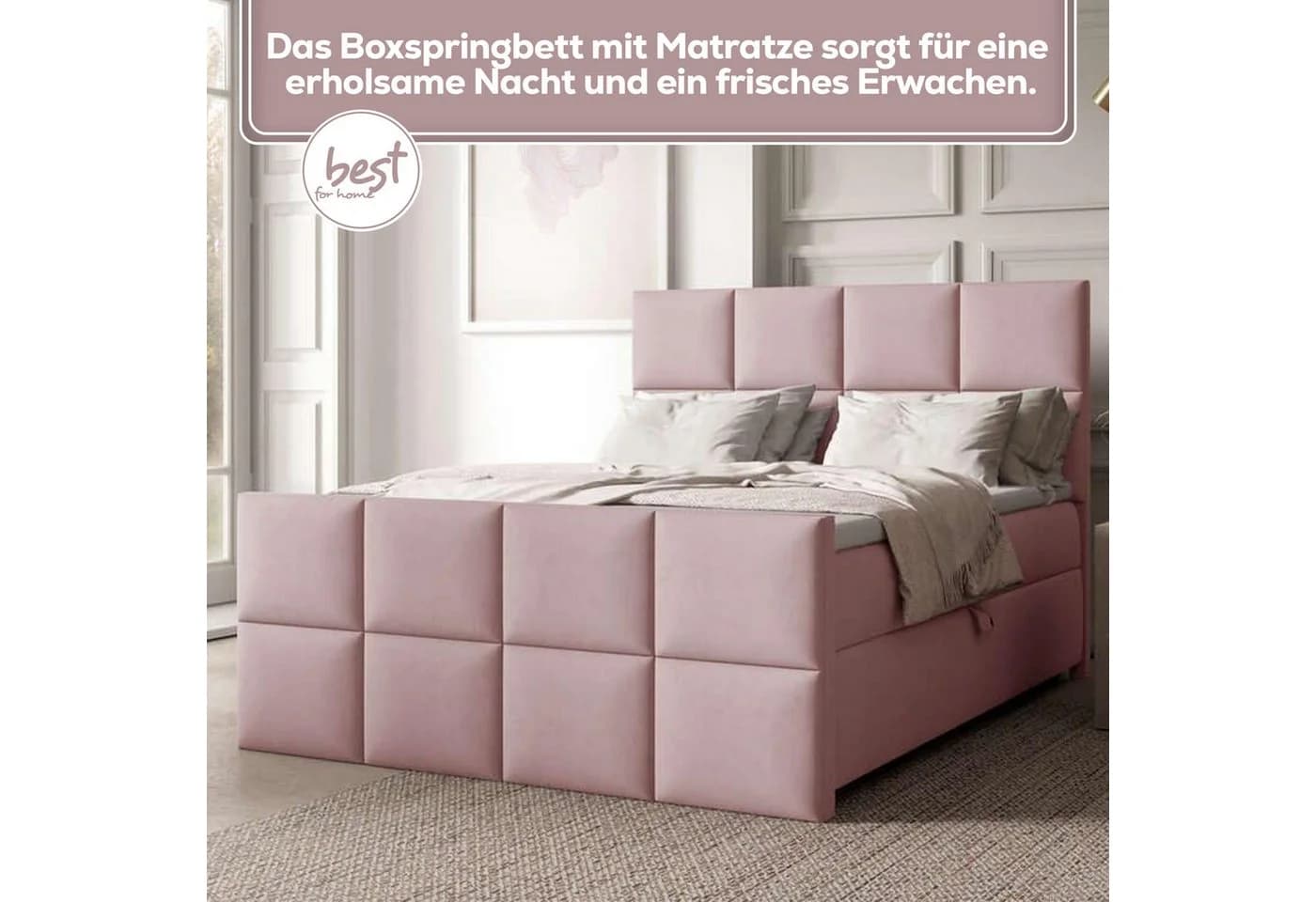 Best for Home Boxspringbett Trinity K-1 LUX Rosa Modern - Bild 4