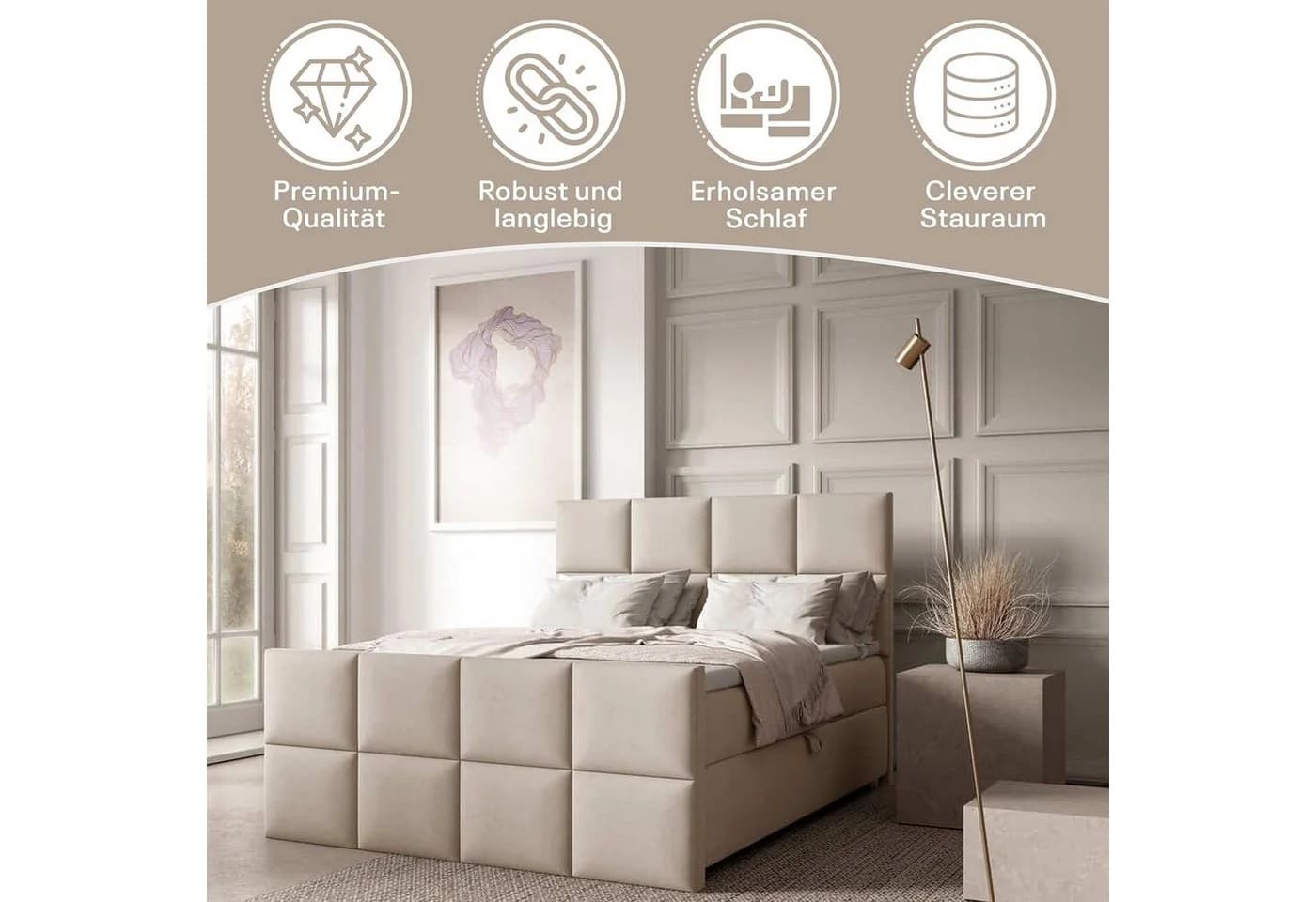 Best for Home Boxspringbett Trinity K-2 LUX mit Stauraum und Topper - Bild 3