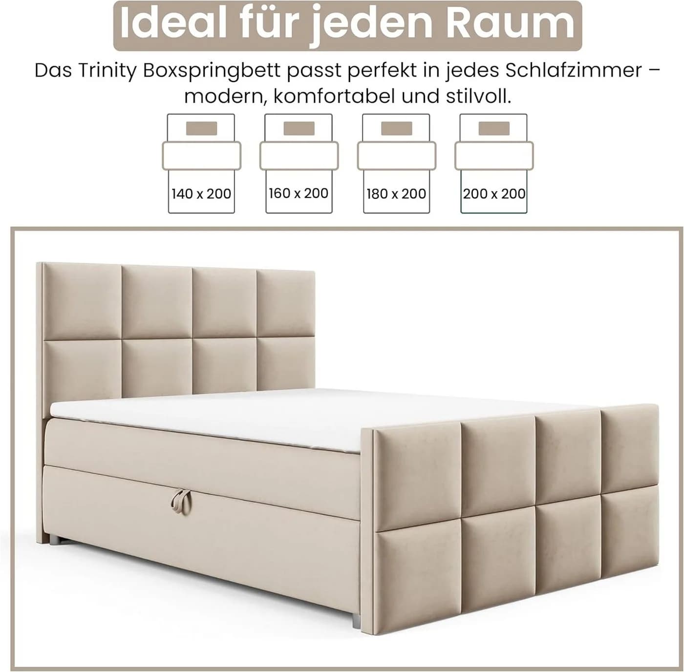 Best for Home Boxspringbett Trinity K-2 LUX mit Stauraum und Topper - Bild 4