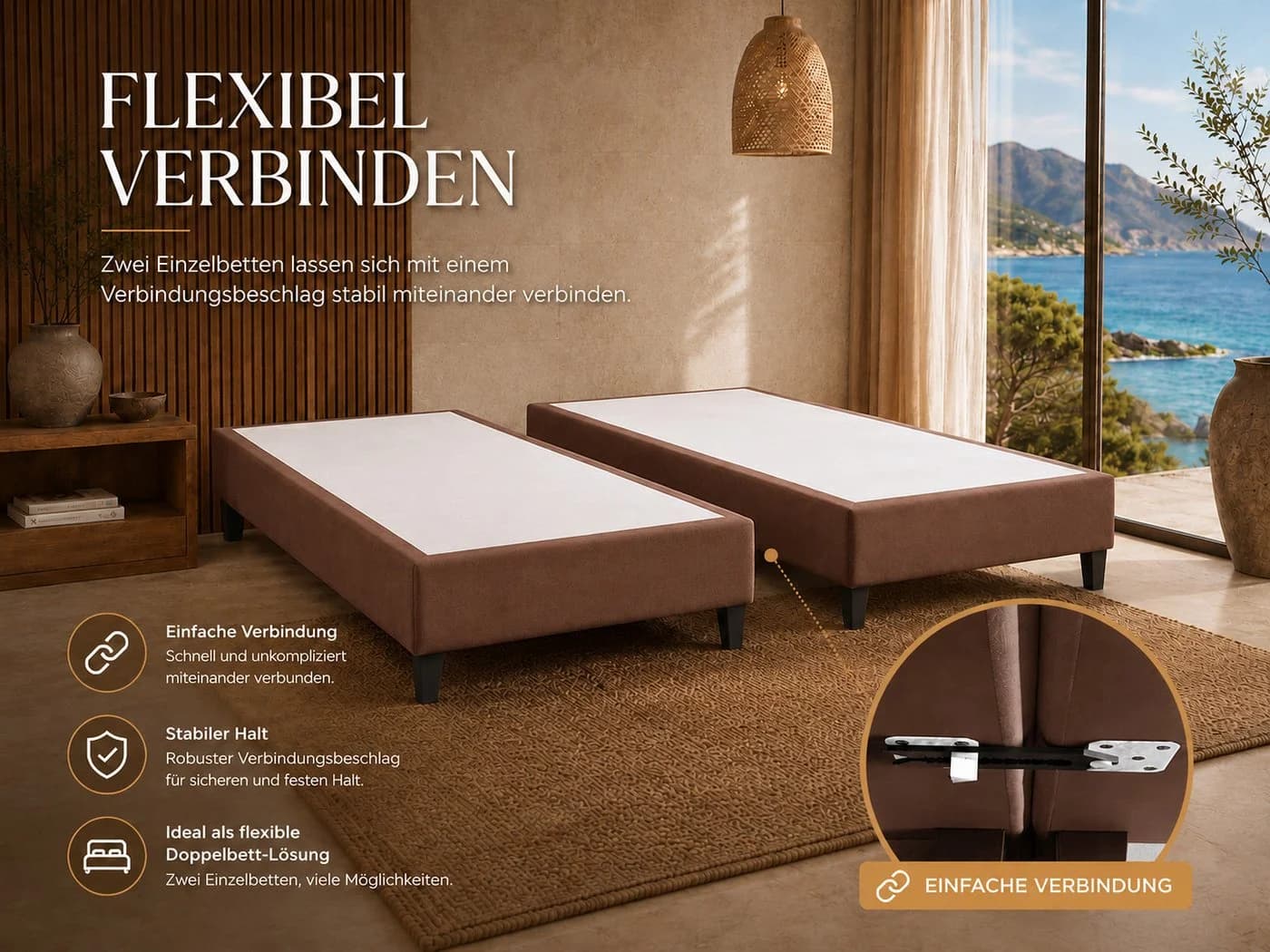 Best for Home Boxspringbett Rahmen Massivholz Braun - Bild 4