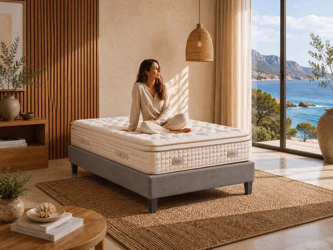 Best for Home Boxspringbett Rahmen Massivholz Grau 12 cm Füße