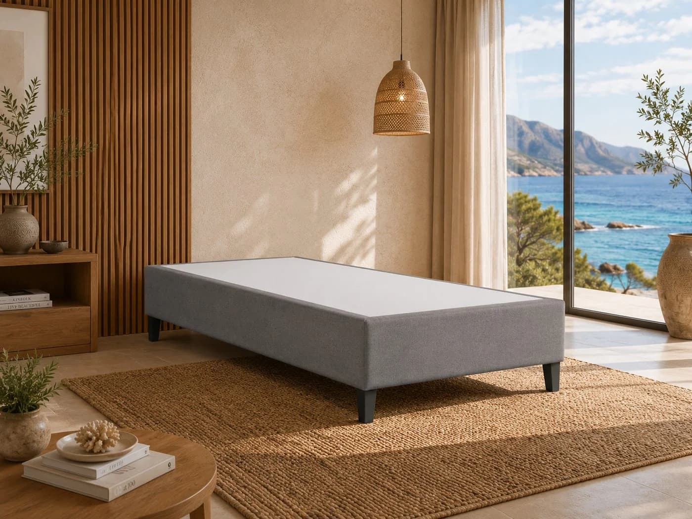 Best for Home Boxspringbett Rahmen Massivholz Grau 12 cm Füße - Bild 2