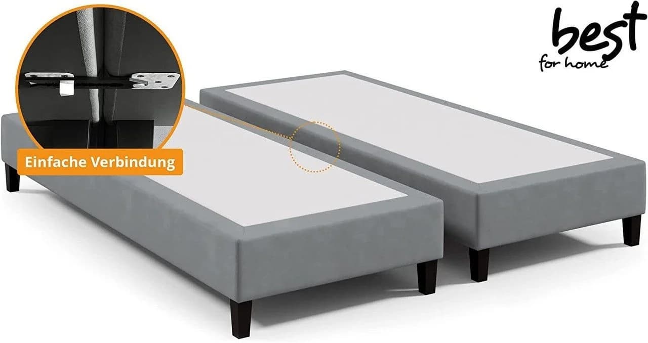 Best for Home Boxspringbett Rahmen Massivholz Grau 12cm Füße - Bild 5