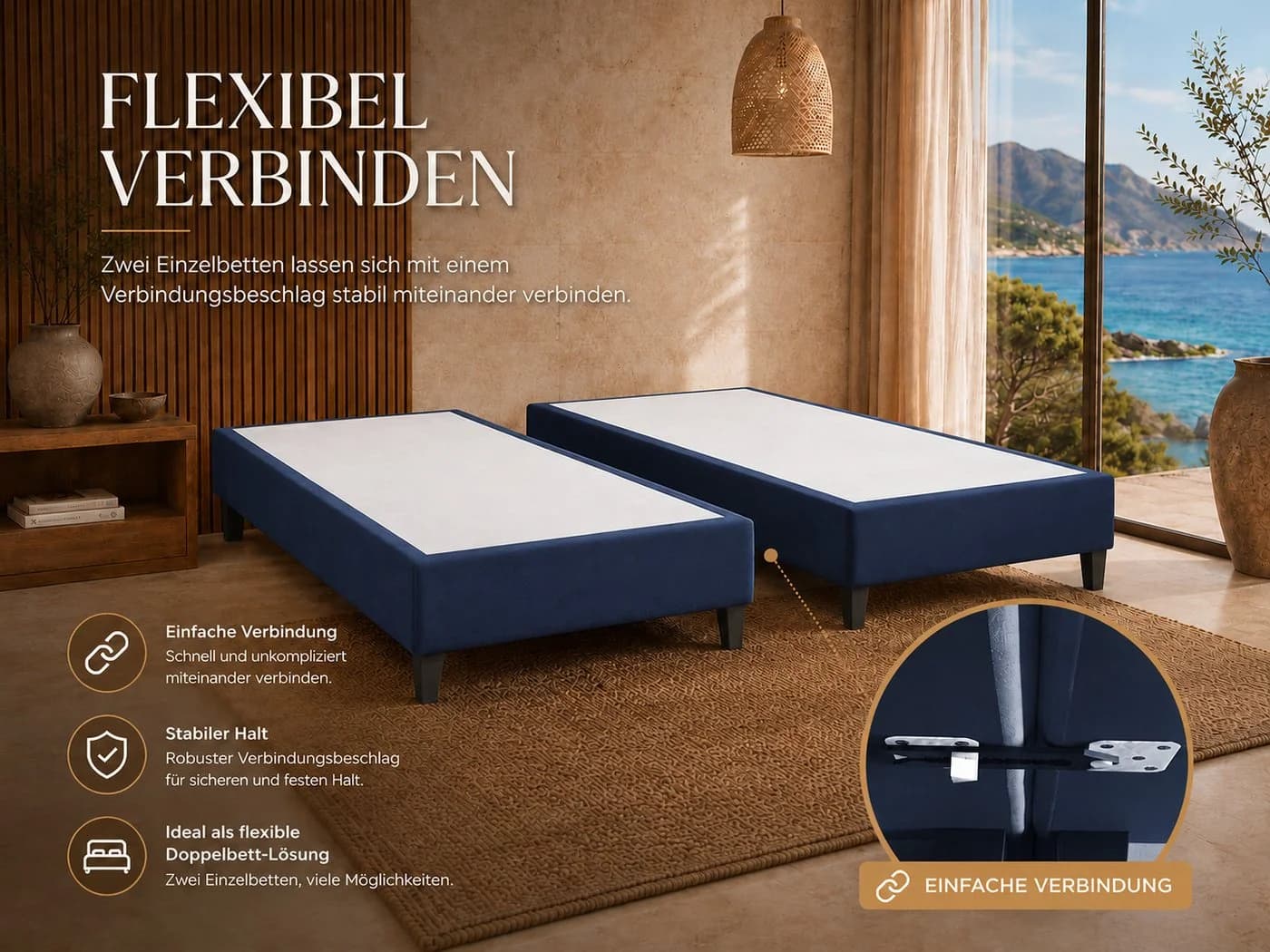 Best for Home Boxspringbettgestell Trinity Massivholz blau - Bild 4