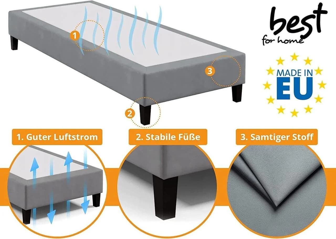 Best for Home Boxspringbett Massivholz Schwarz Modernes Bettgestell - Bild 4