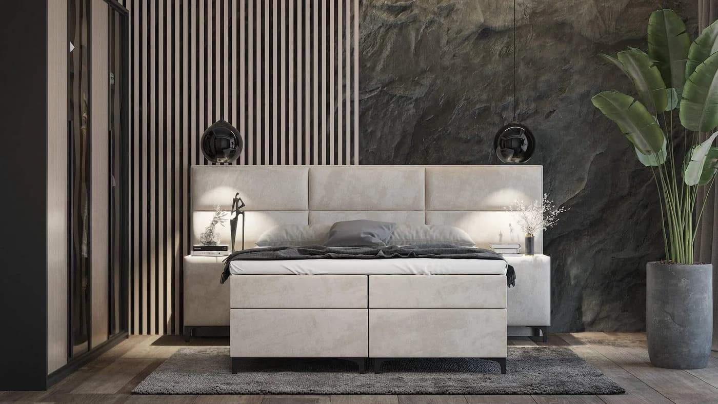 Best for Home Boxspringbett Sapri mit Topper, Schubladen & Nachttischen