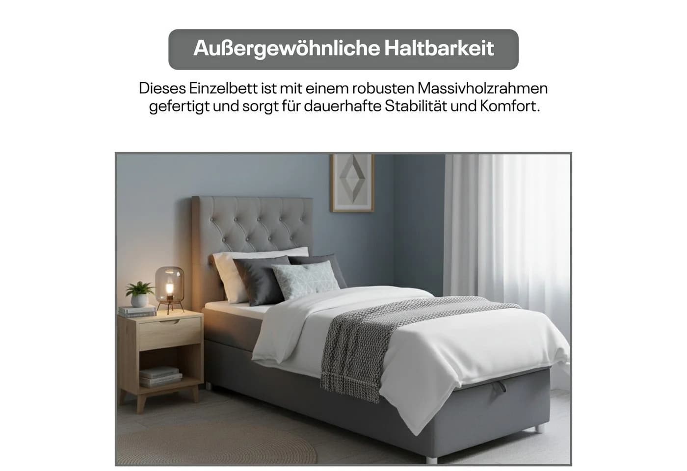Best for Home Boxspringbett Trinity K-14 mit Bettkasten & Topper Grau - Bild 4