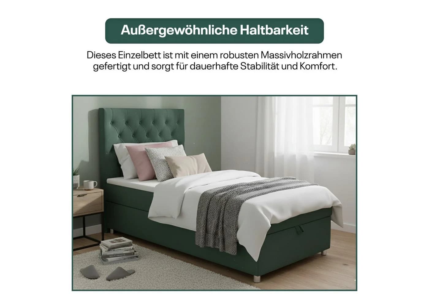 Best for Home Boxspringbett K-14 SINGLE mit Bettkasten und Bonnell-Matratze - Bild 4