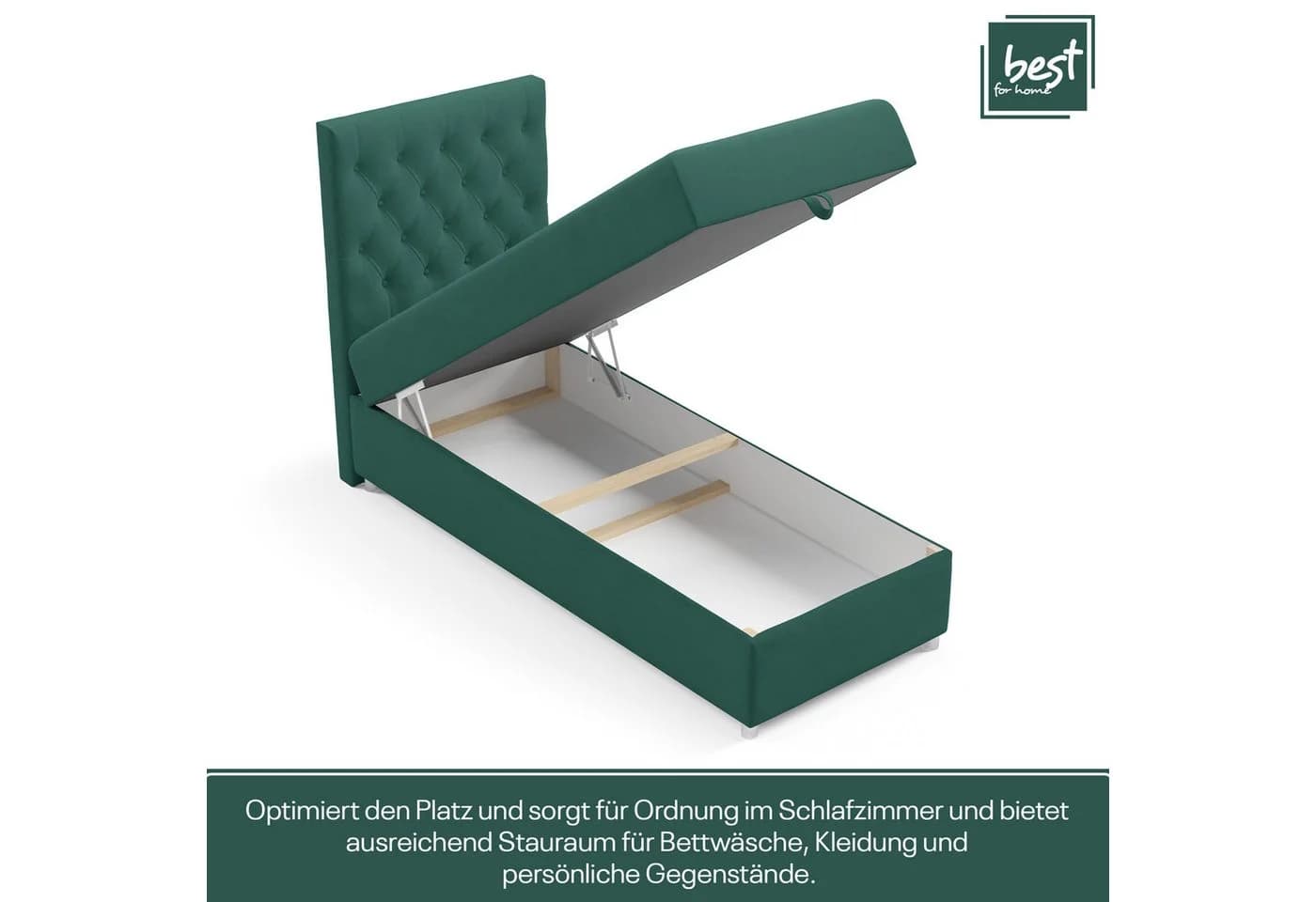 Best for Home Boxspringbett K-14 SINGLE mit Bettkasten und Bonnell-Matratze - Bild 5