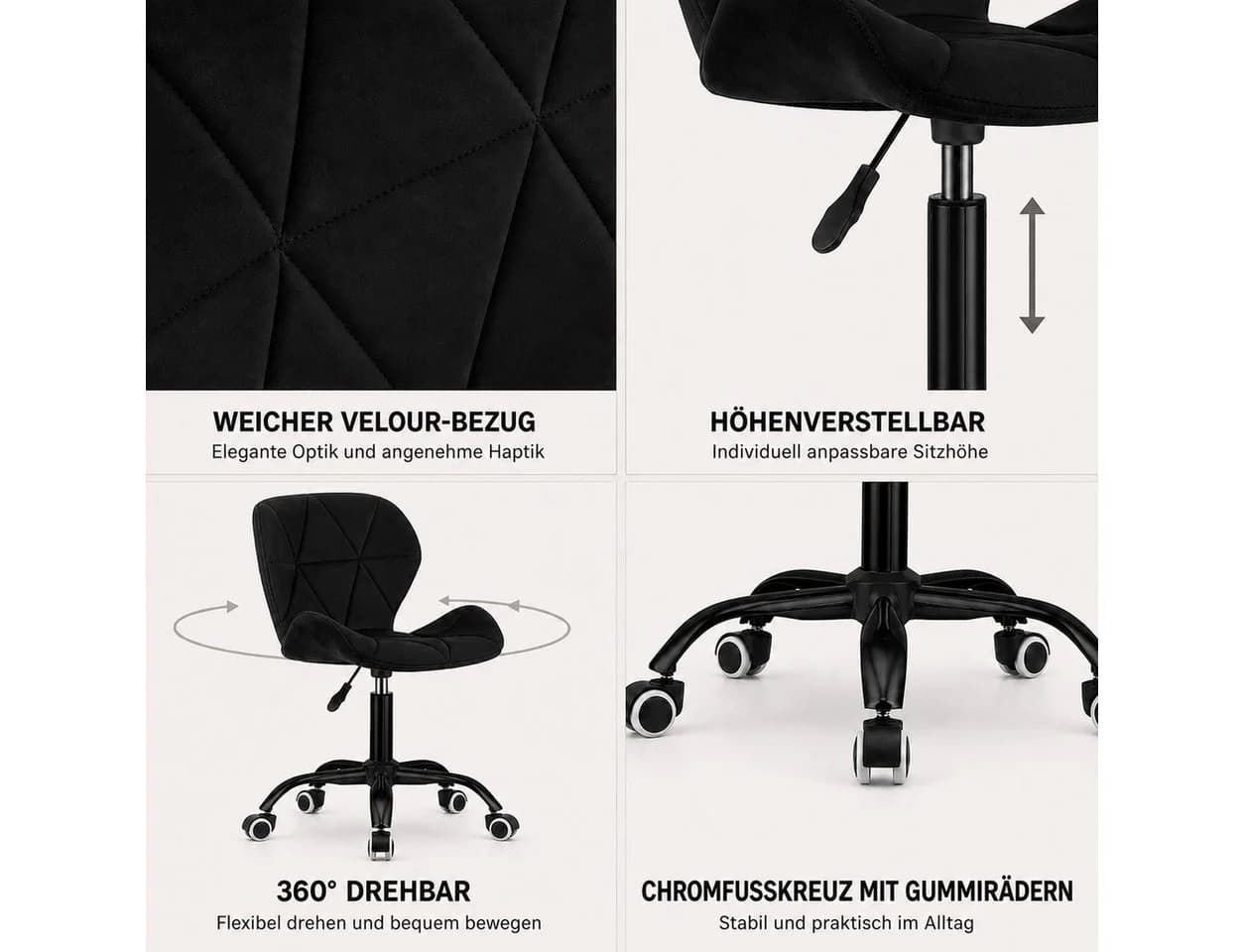 Best for Home Bürostuhl Ergonomisch Höhenverstellbar Schwarz - Bild 3