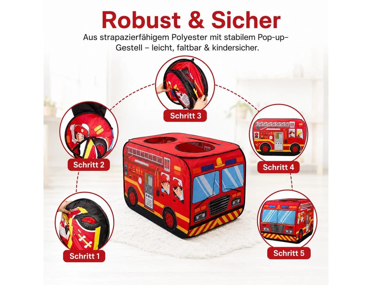 Best for Kids Feuerwehr Pop-Up Spielzelt mit 50 Bällen - Bild 3
