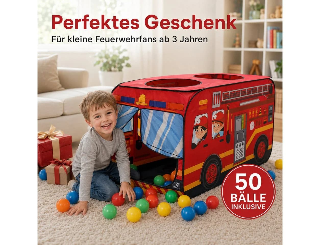 Best for Kids Feuerwehr Pop-Up Spielzelt mit 50 Bällen - Bild 4