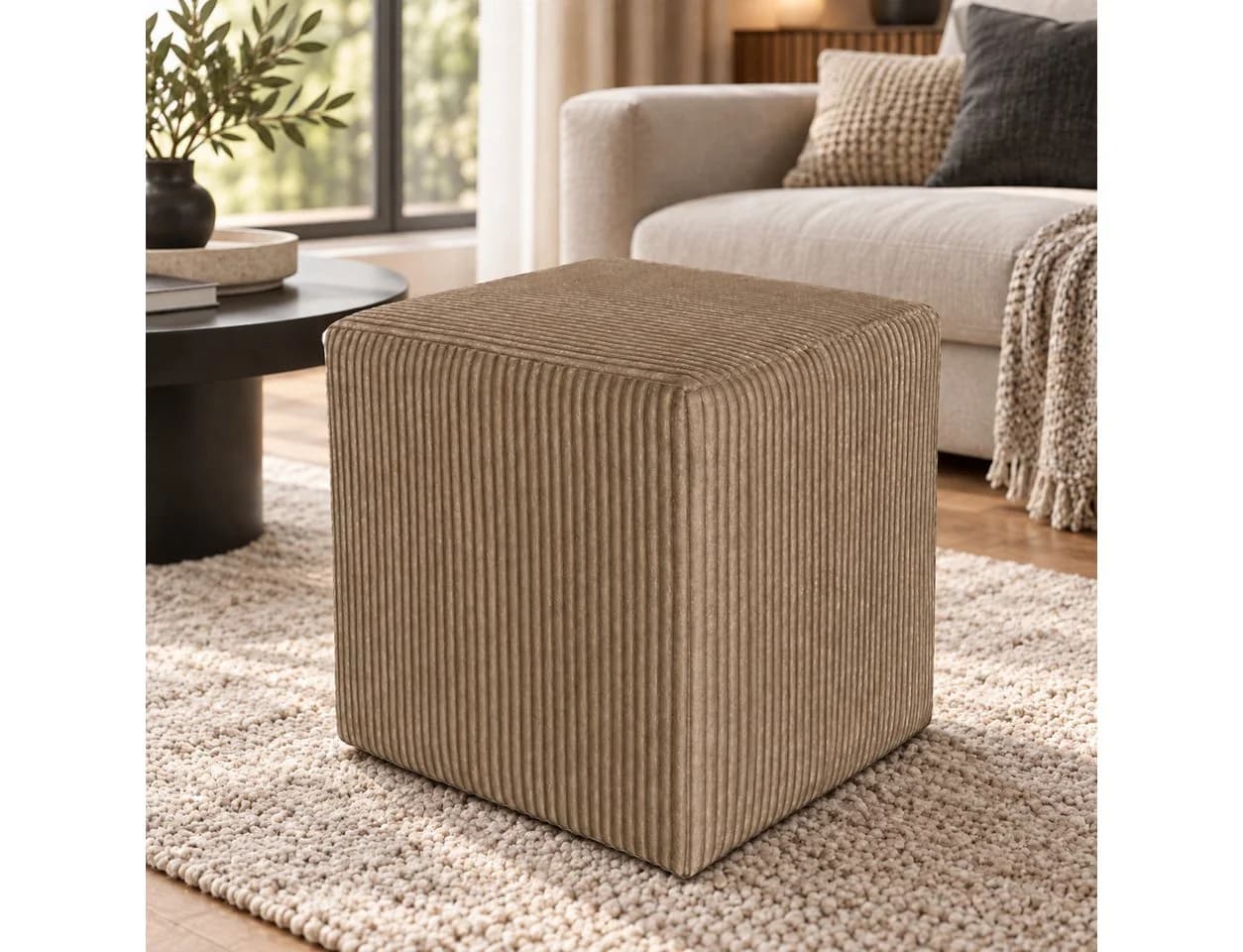 Best for Home Sitzwürfel Pouf Hocker Samt Braun - Bild 2