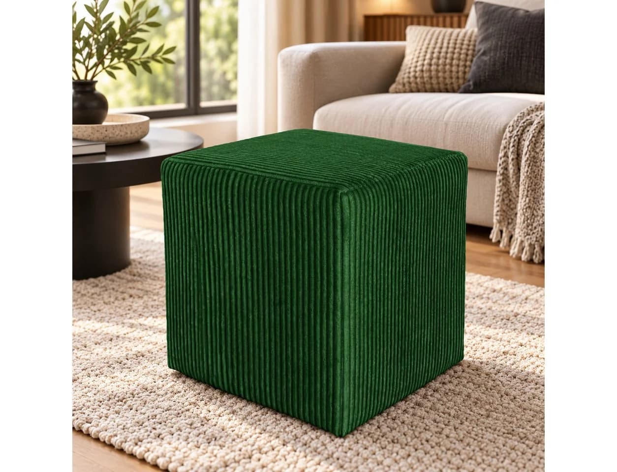 Best for Home Sitzwürfel Pouf Hocker Samt Dunkelgrün - Bild 2