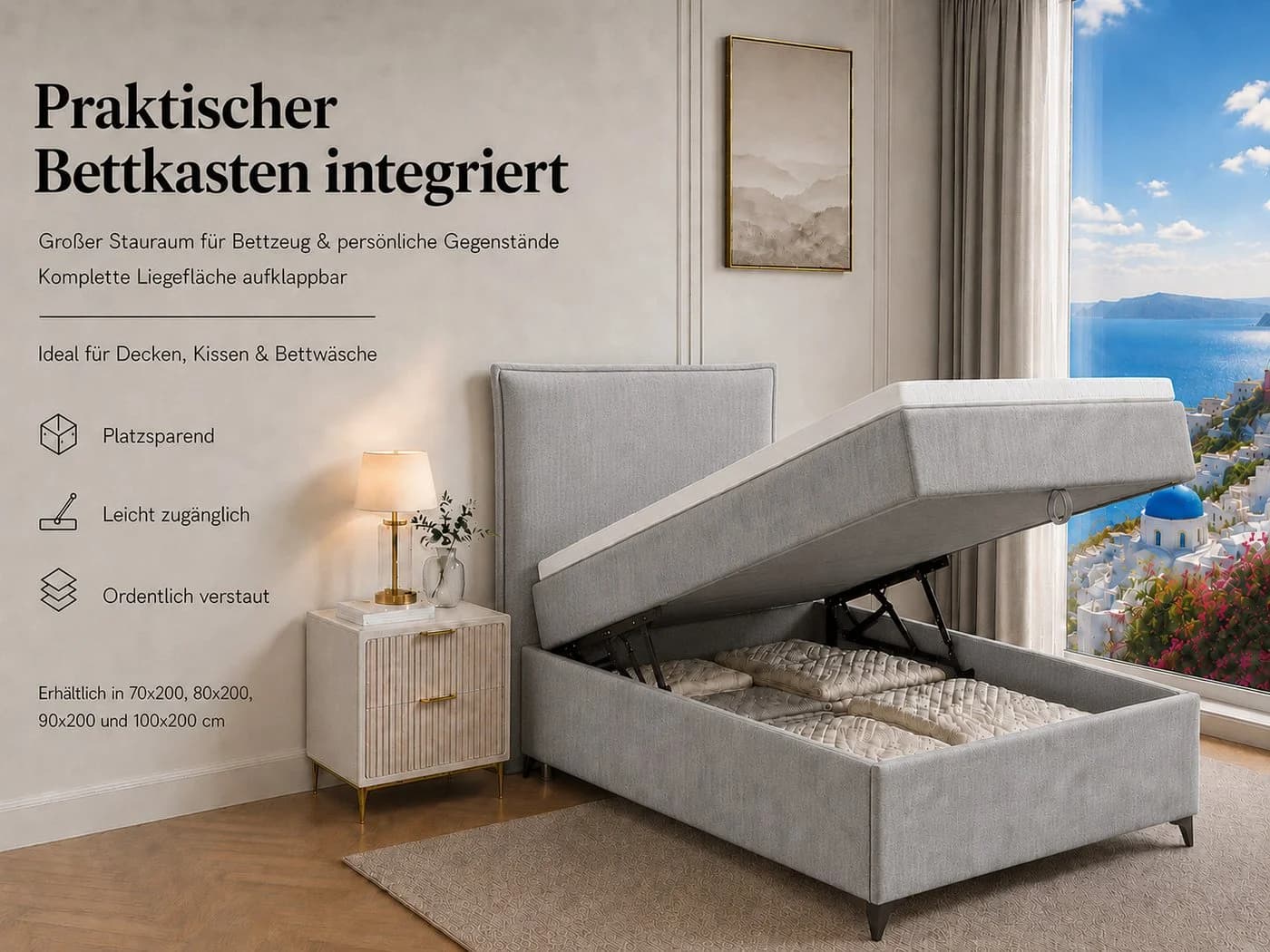 Best for Home Boxspringbett K16 SLIM mit Bettkasten & Bonellfederkernmatratze - Bild 5
