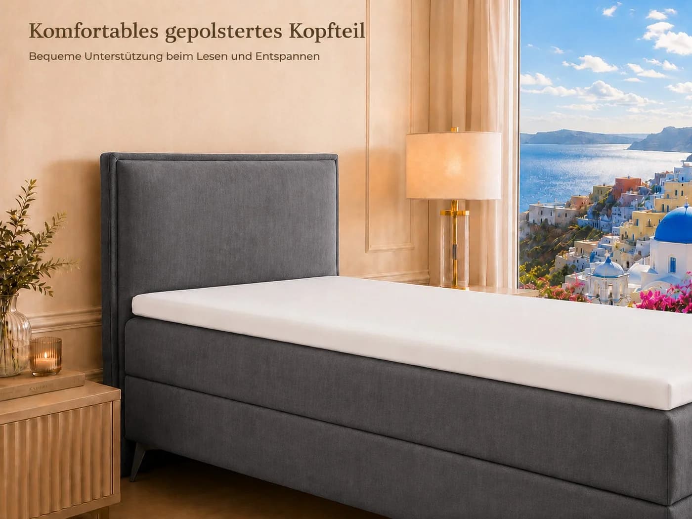 Best for Home Boxspringbett K16 Single SLIM mit Bettkasten & Matratze H3 - Bild 4