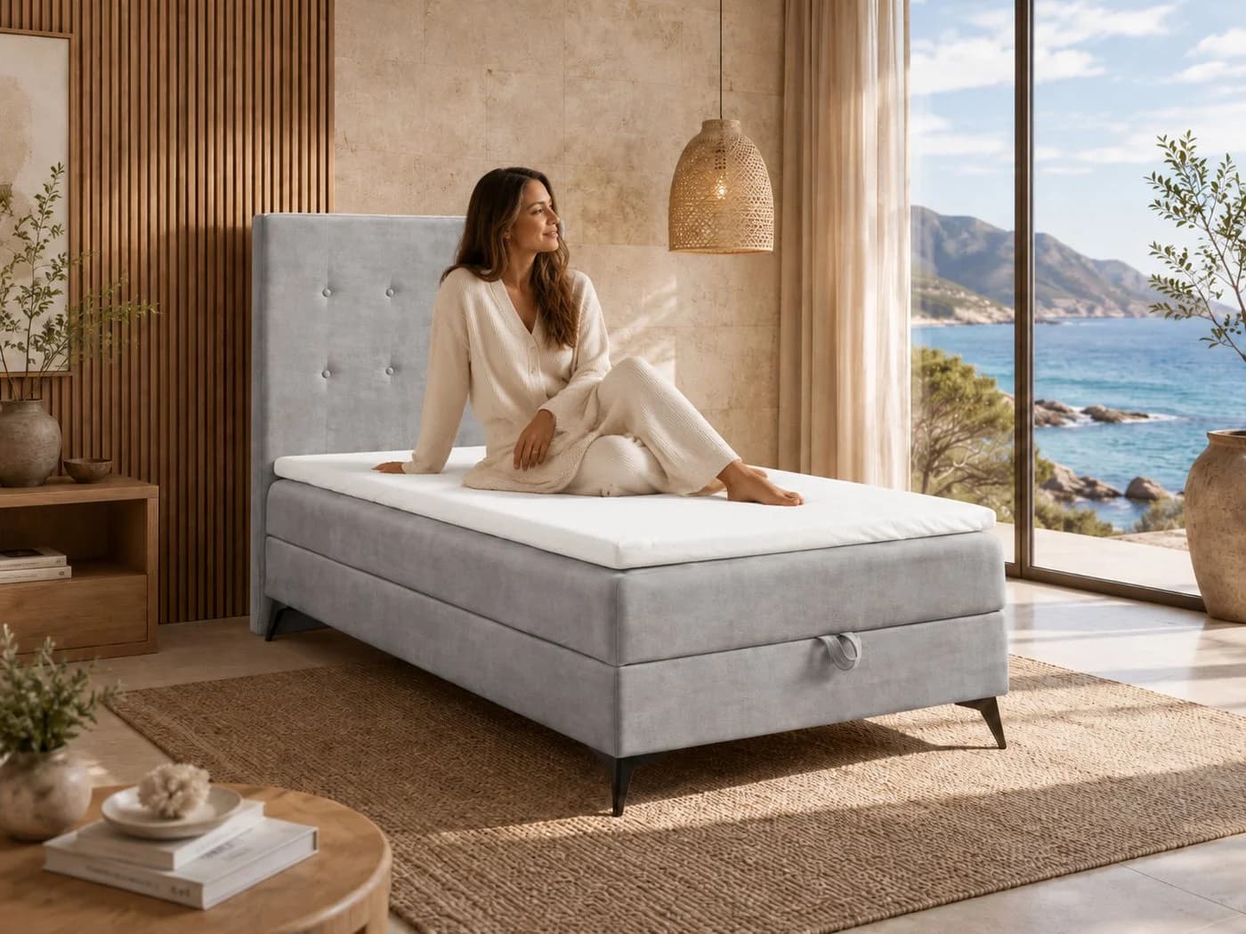 Best for Home Boxspringbett K15 Single SLIM mit Bettkasten & Topper - Bild 4
