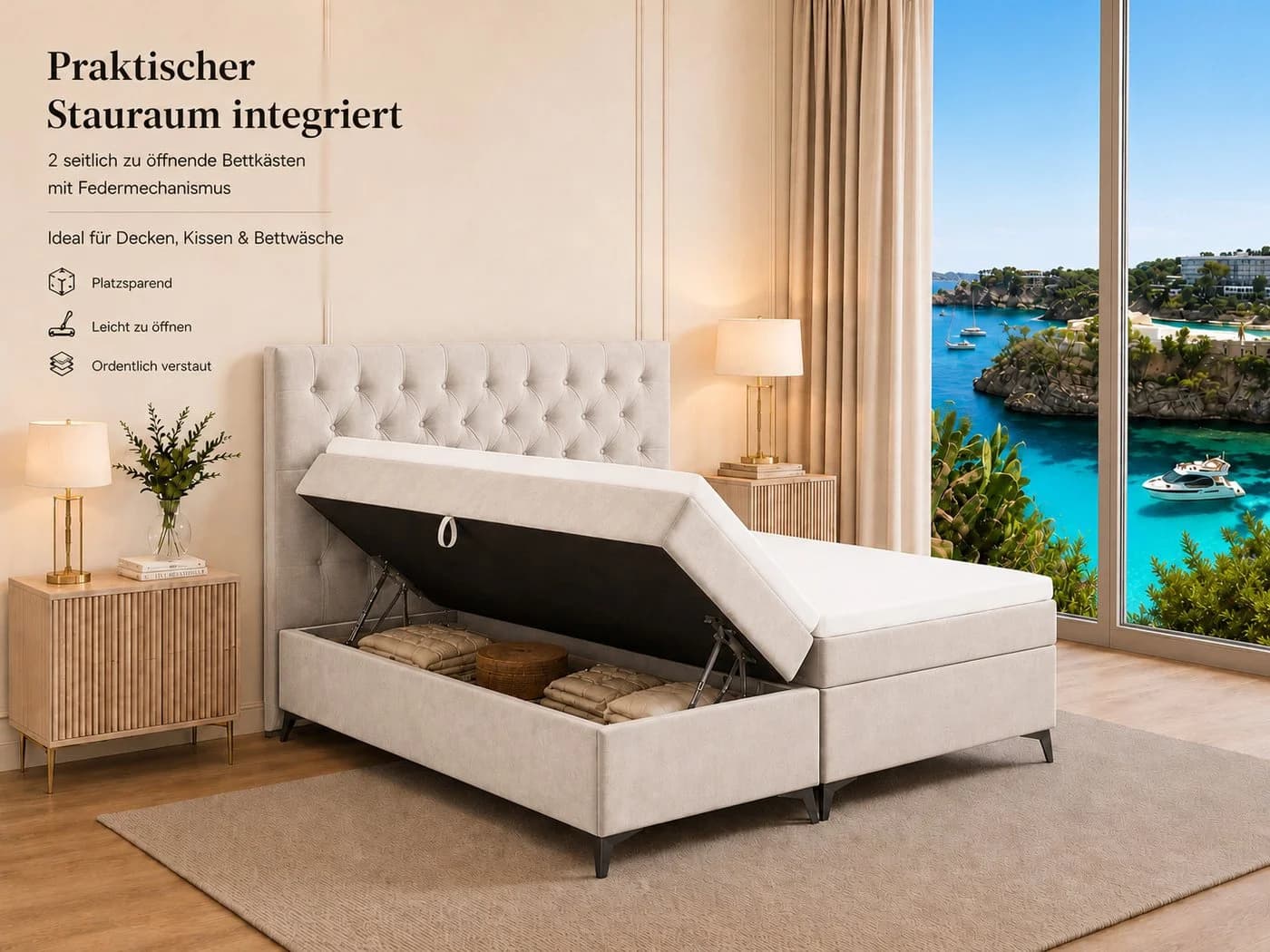 Best for Home Boxspringbett K18 SLIM mit Bettkasten & Topper - Bild 5