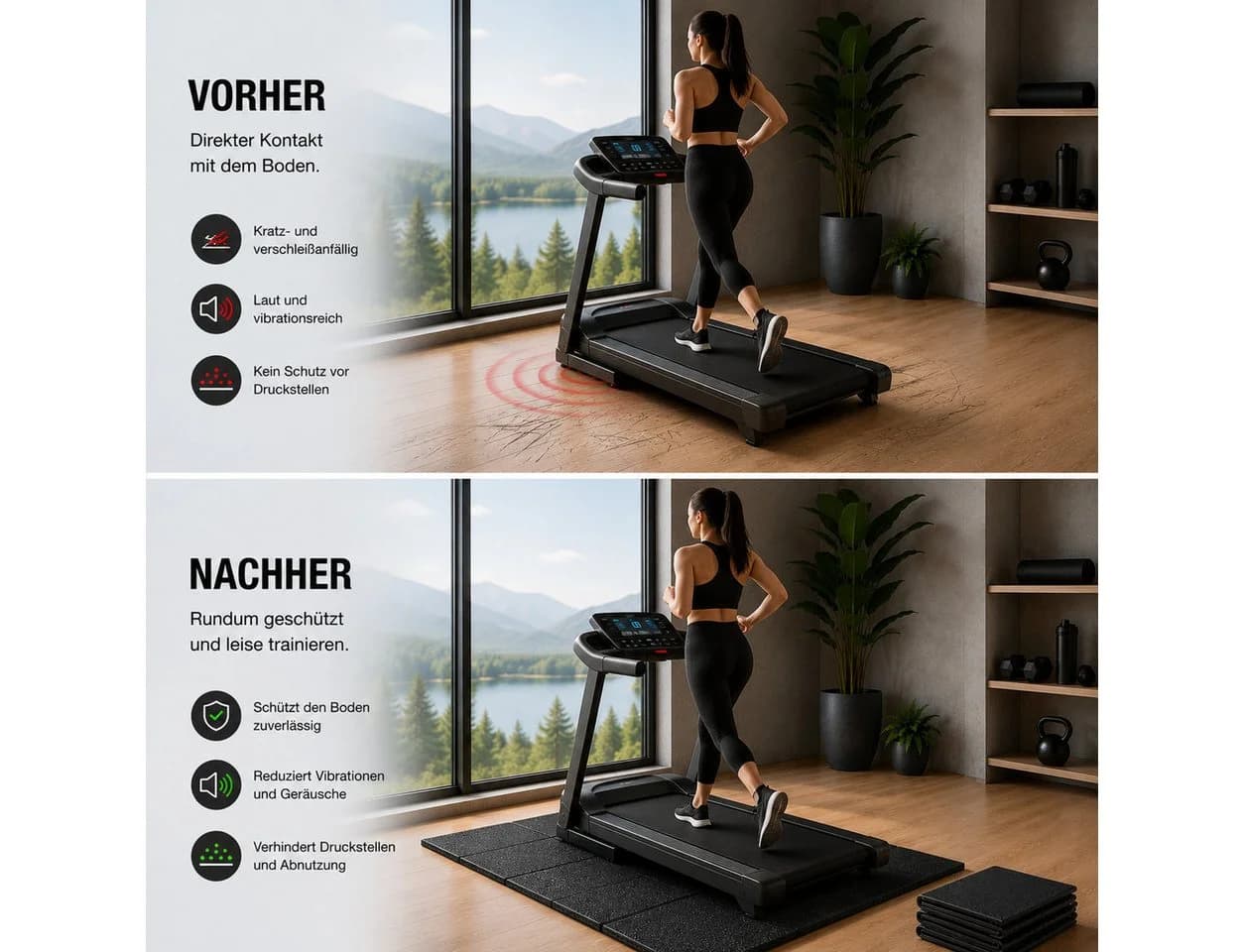 Best for Home Bodenschutzmatte Schwarz für Fitnessgeräte - Bild 5