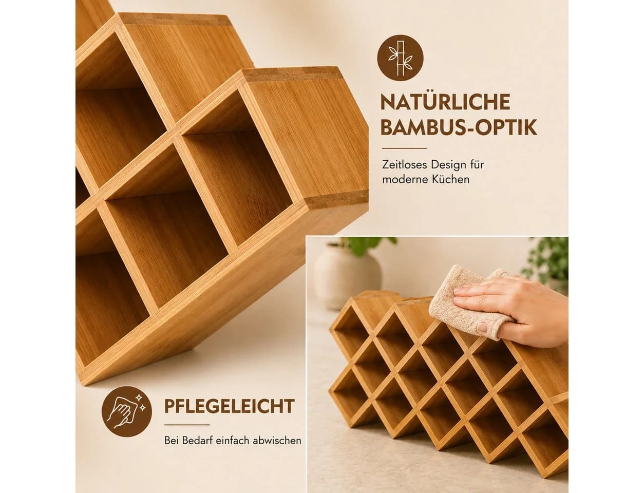 Best for Home Gewürzregal Braun Bambus Organizer - Bild 5