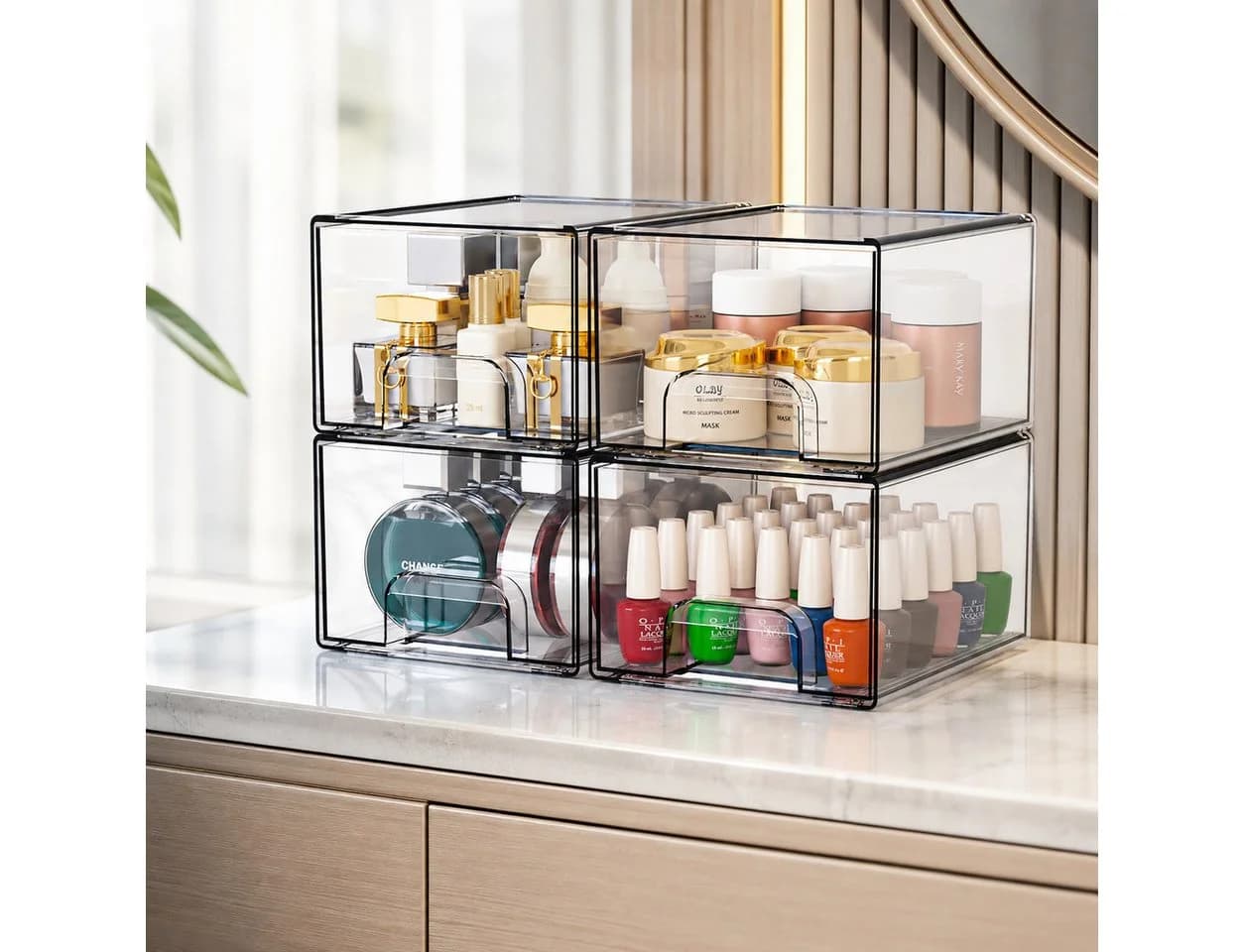 Best for Home Schubladenbox 4-teilig Transparent Stapelbar - Bild 2