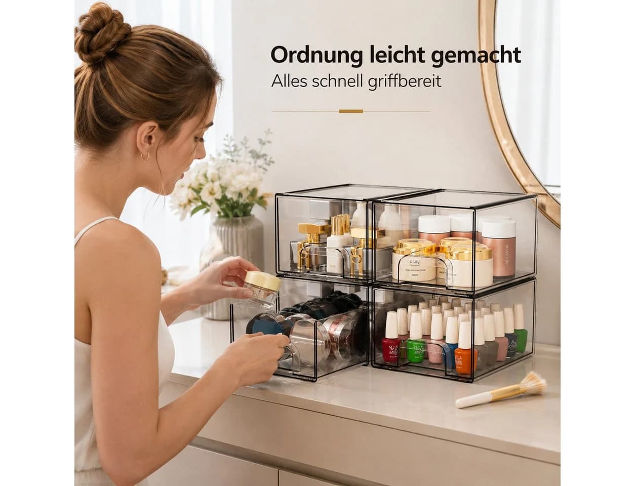 Best for Home Schubladenbox 4-teilig Transparent Stapelbar - Bild 3