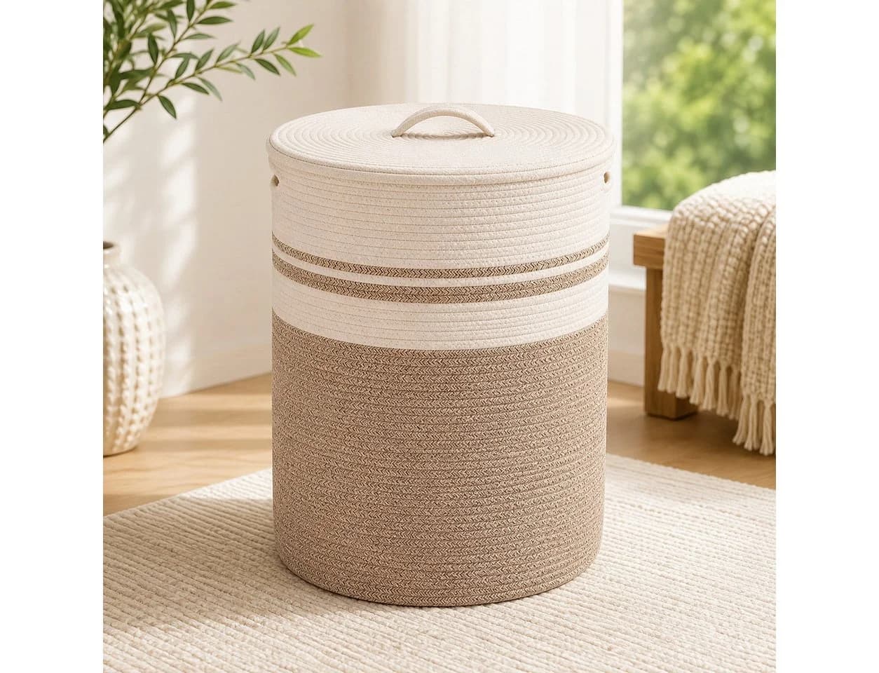 Best for Home Wäschekorb mit Deckel, faltbar, 58L, braun - Bild 2