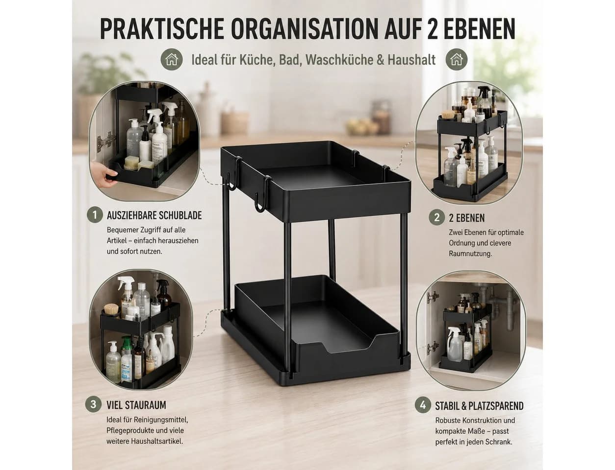 Best for Home Küchenorganizer-Set Schwarz 2-teilig - Bild 5