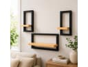 Best for Home Wandregal 3er-Set Modern Braun/Schwarz Holz Bild 2