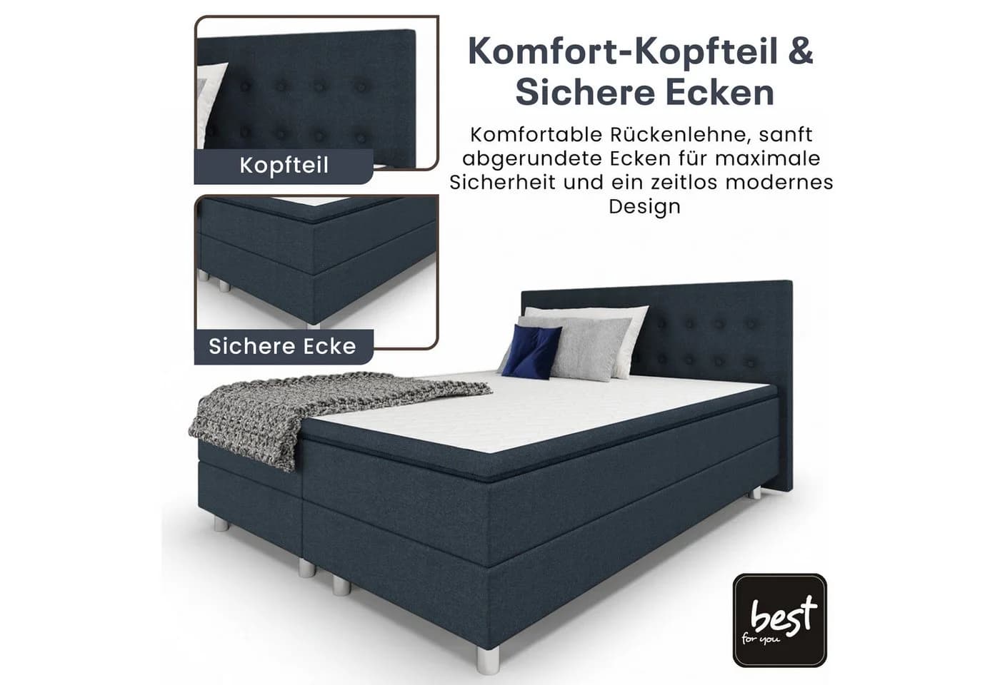 Best for Home Boxspringbett Neo Sawana mit Bonellfederkern und Topper - Bild 3