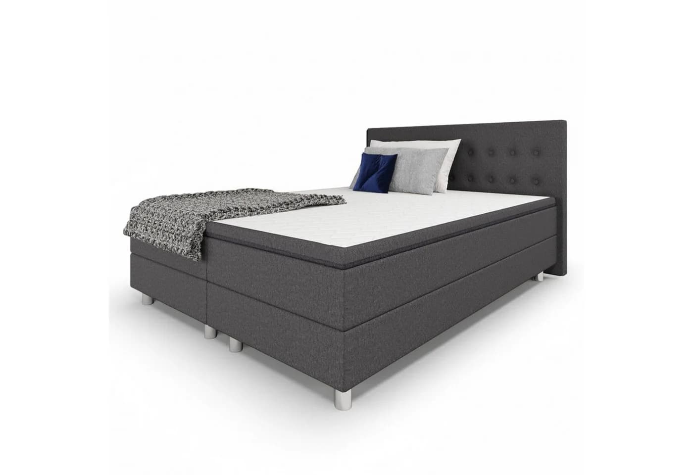 Best for Home Boxspringbett mit Bonnell-Matratze & Topper Grau - Bild 2