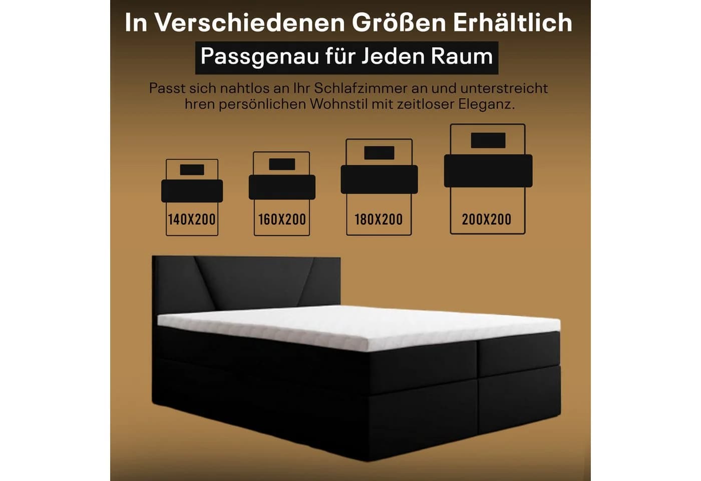 Best for Home Boxspringbett mit Bonellfederkern, Topper & Stauraum - Bild 5