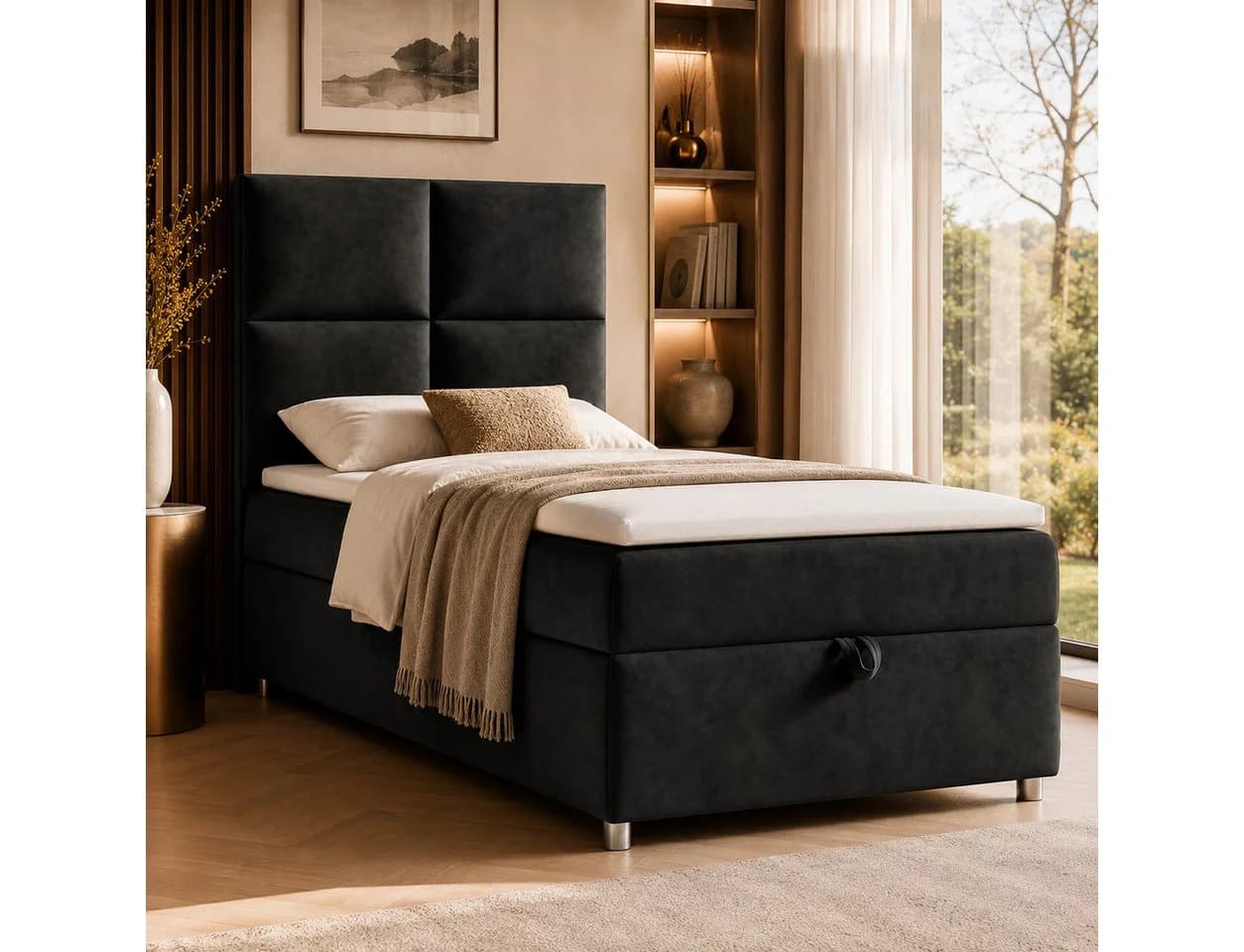 Best for Home Boxspringbett Trinity K-2 mit Bettkasten & Topper Schwarz - Bild 2