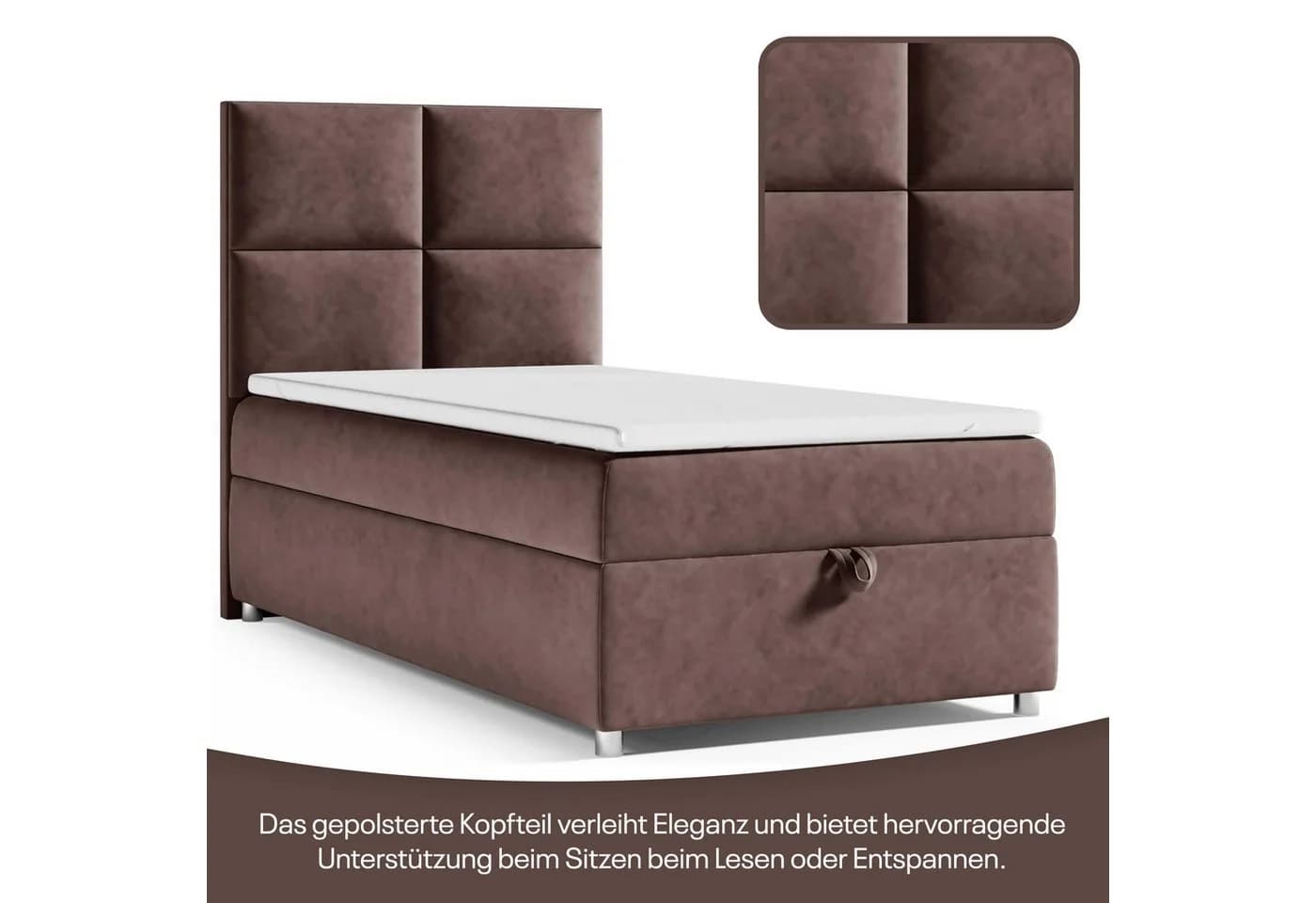 Best for Home Boxspringbett K2 SINGLE mit Bettkasten, Bonellmatratze & Topper - Bild 3