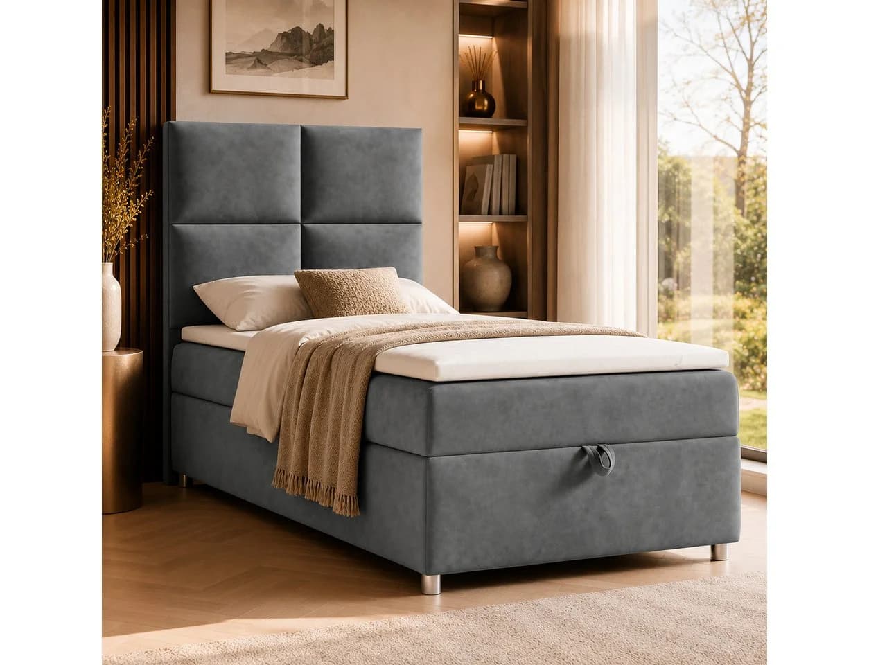 Best for Home Boxspringbett Trinity K-2 mit Bettkasten & Topper grau - Bild 2