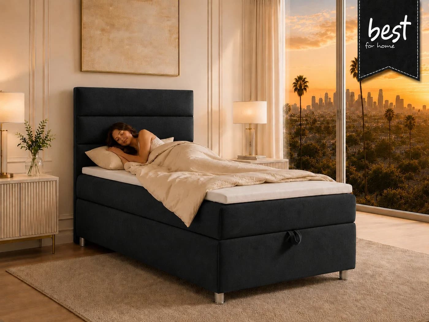 Best for Home Boxspringbett Trinity K-4 Single mit Bettkasten & Topper