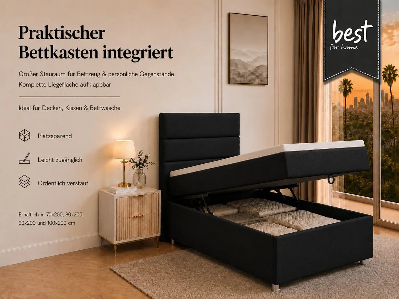 Best for Home Boxspringbett Trinity K-4 Single mit Bettkasten & Topper - Bild 5