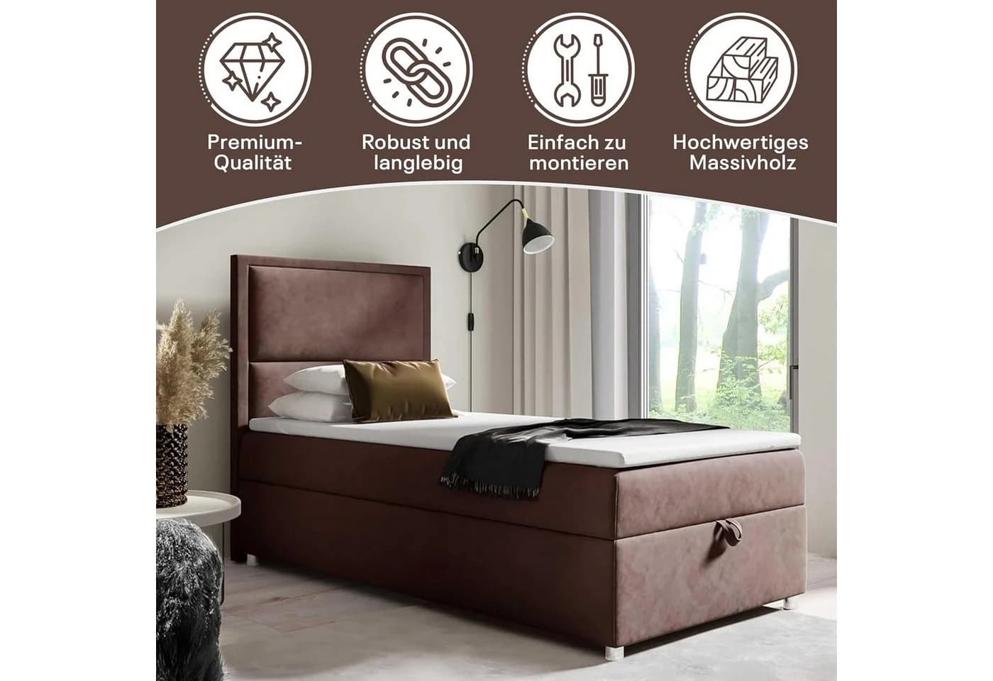 Best for Home Boxspringbett K-11 SINGLE mit Bettkasten und Bonellfederkern - Bild 3