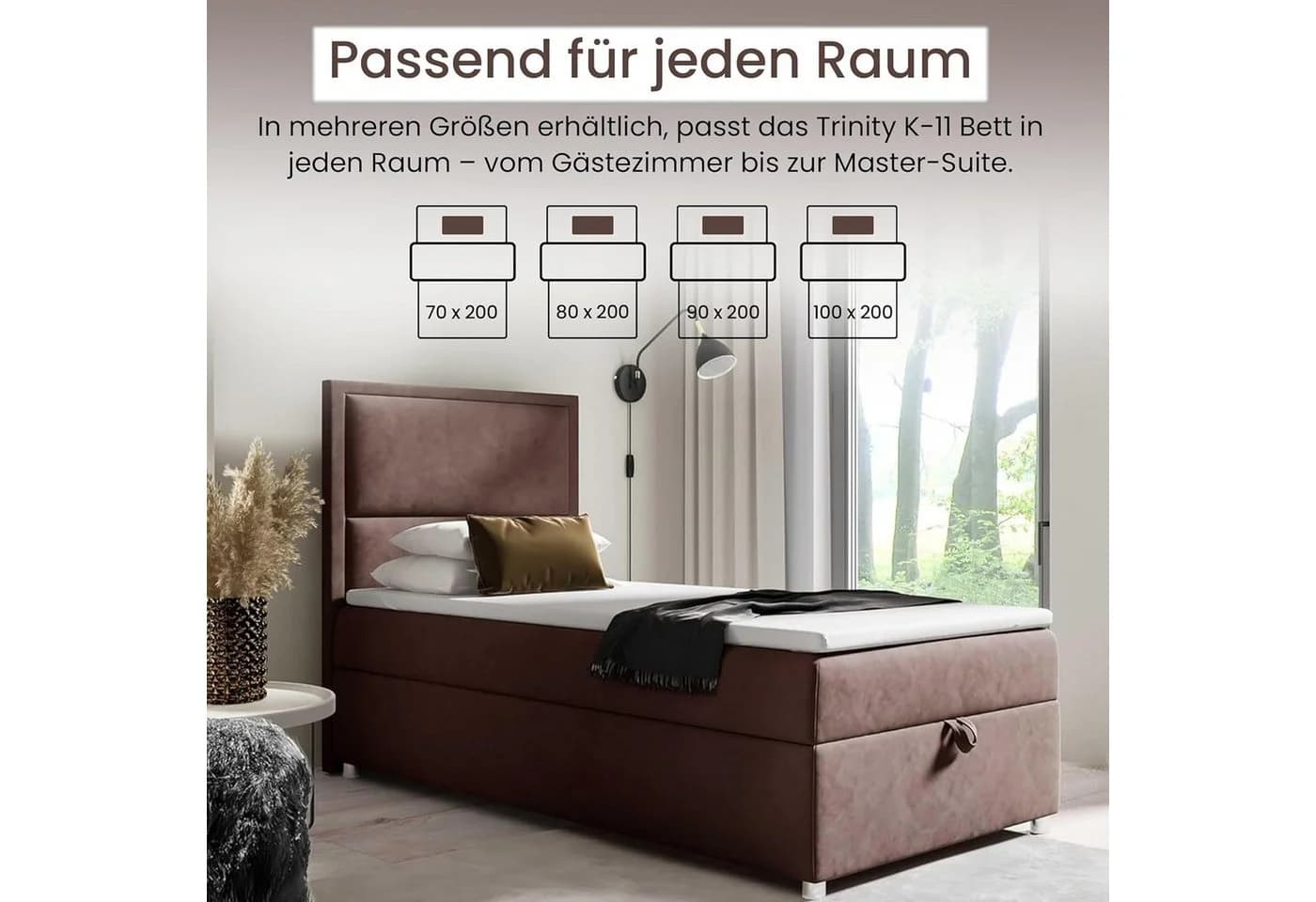Best for Home Boxspringbett K-11 SINGLE mit Bettkasten und Bonellfederkern - Bild 4