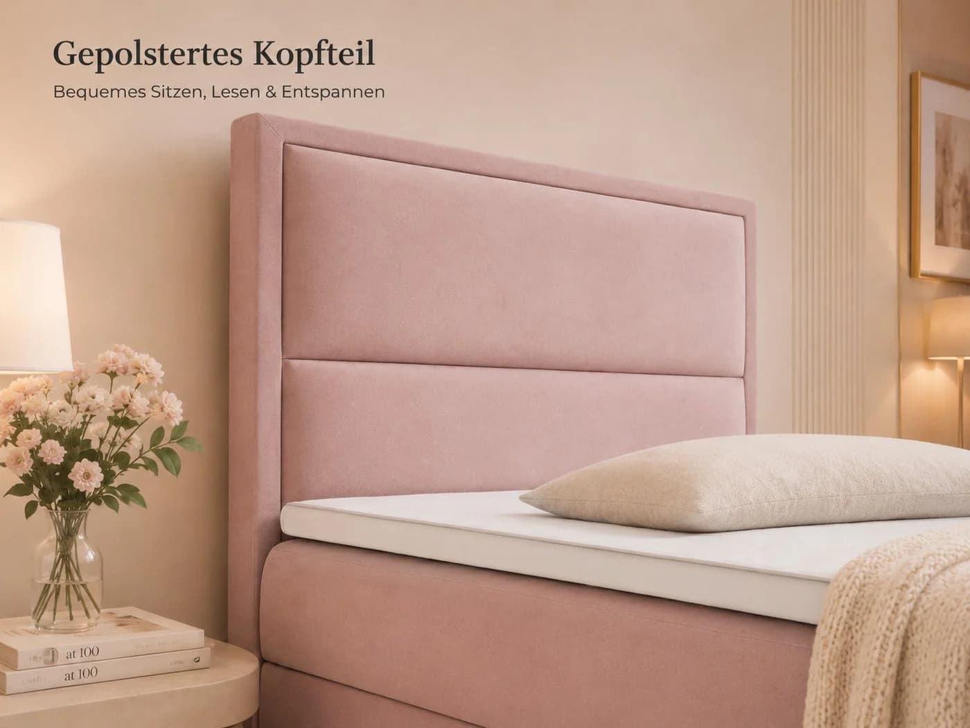 Best for Home Boxspringbett K-11 SINGLE Rosa mit Bettkasten - Bild 4