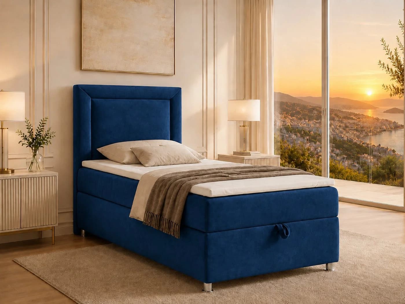 Best for Home Boxspringbett Trinity K-3 SINGLE Blau mit Bettkasten - Bild 2