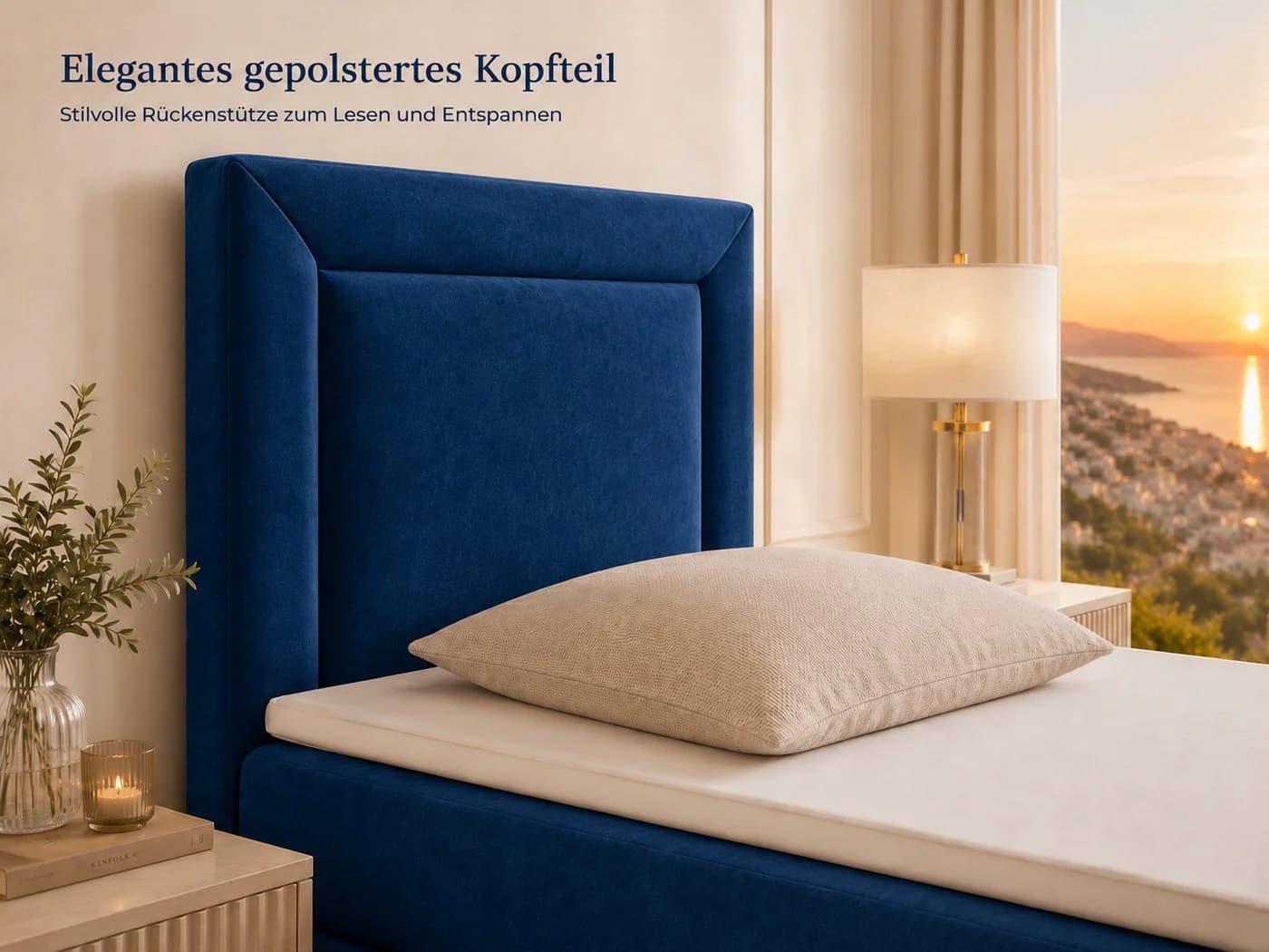 Best for Home Boxspringbett Trinity K-3 SINGLE Blau mit Bettkasten - Bild 4