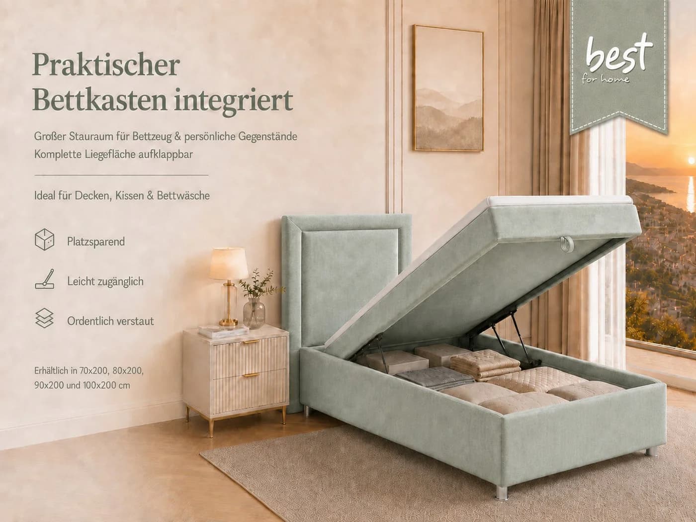 Best for Home Boxspringbett Trinity K-3 mit Stauraum und Topper - Bild 5