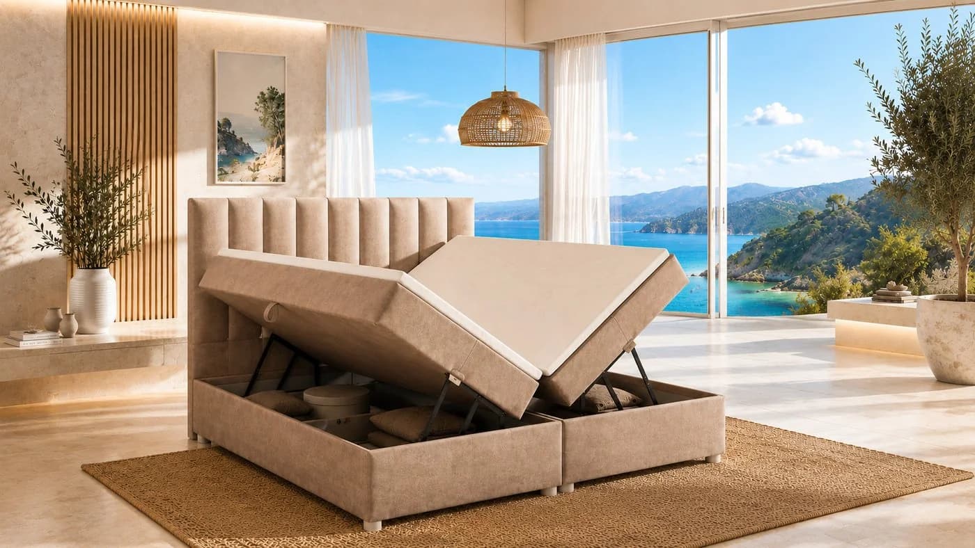 Best for Home Boxspringbett Trinity K-10 mit Bettkästen & Topper Beige