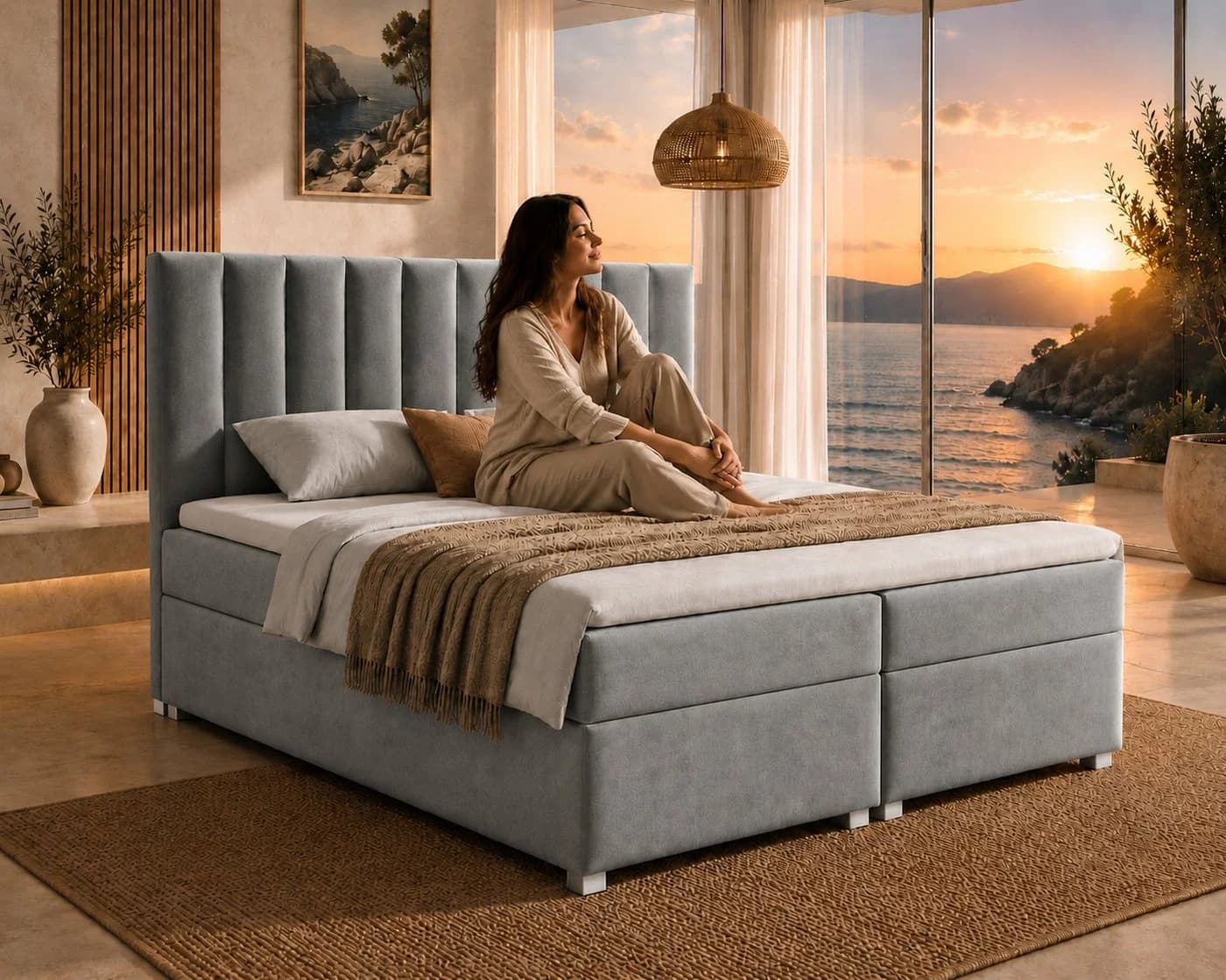 Best for Home Boxspringbett Trinity K-10 mit Bettkasten und Topper Grau - Bild 3