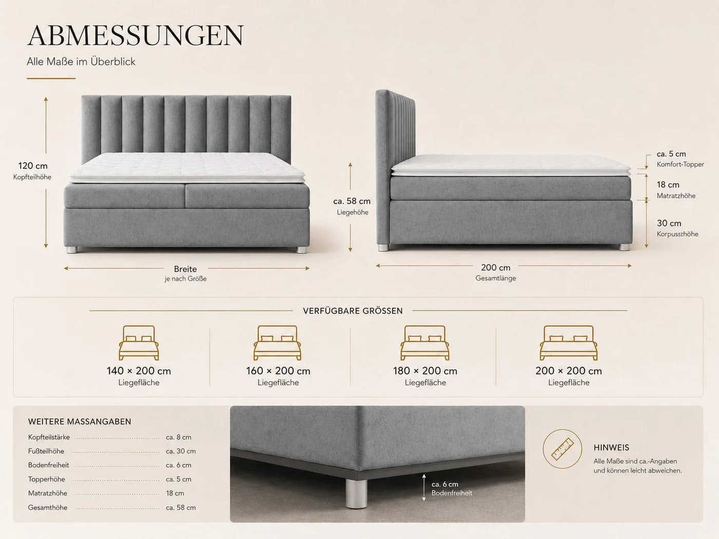 Best for Home Boxspringbett Trinity K-10 mit Bettkasten und Topper Grau - Bild 5